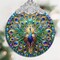 Peacock Christmas Ornament - Stained Glass Hanging Tree Decoration